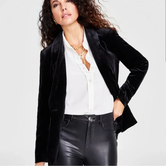 INC Velvet Black Blazer - Picture 2 of 5